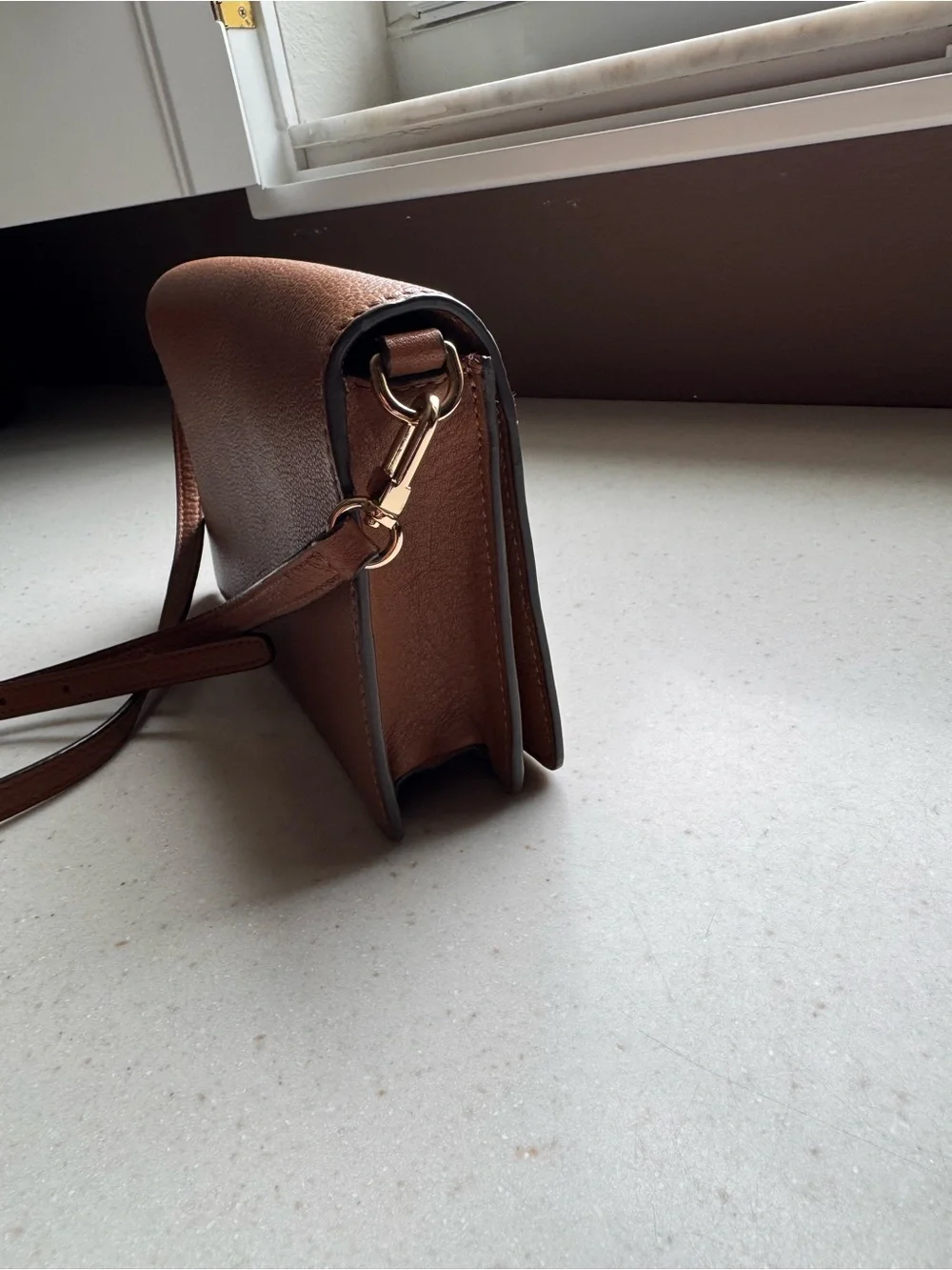 Tory Burch Cognac Pebbled Leather Crossbody Bag